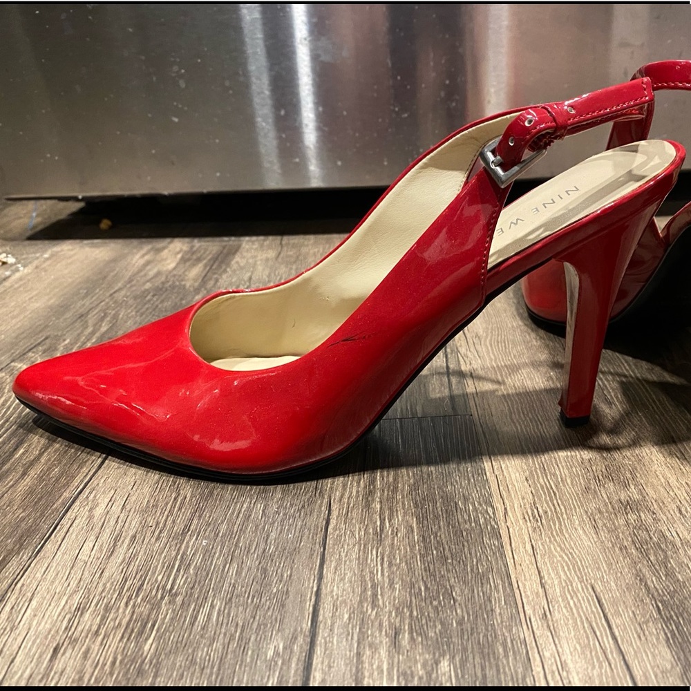 Nine West red patent leather sling-backs 12M